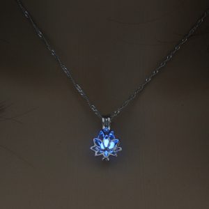 Glow in the Dark Yoga Necklace - Glow in the Dark Lotus Necklace - Glowing Lotus Necklace
