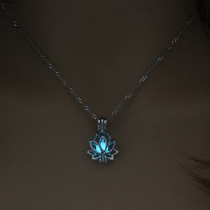 Glow in the Dark Yoga Necklace - Glow in the Dark Lotus Necklace - Glowing Lotus Necklace
