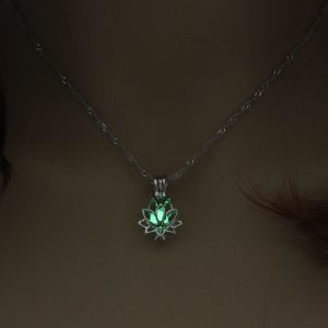 Glow in the Dark Yoga Necklace - Glow in the Dark Lotus Necklace - Glowing Lotus Necklace